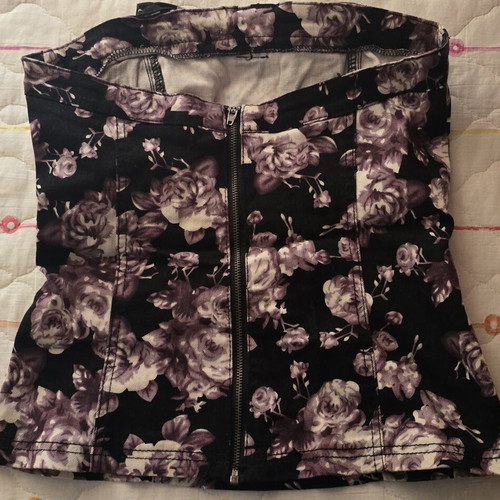 Strapless blouse like new, size M, black and pink