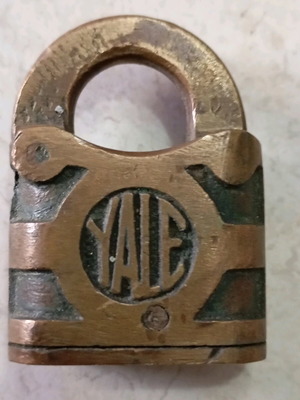 Yale padlock used, vintage possibly 1920-1930 with wear and patina