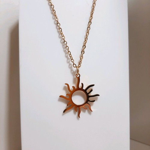 Sun Necklace in Rose Gold Stainless Steel new
