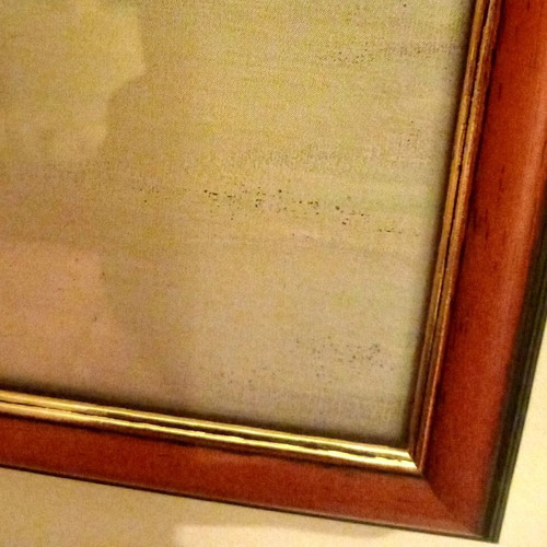 Painting like new with glass and wooden frame in earthy colors