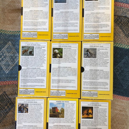 National Geographic video cassettes new, pack of 9 from 1980s
