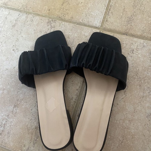 Black ruched low heel mules size 38 like new
