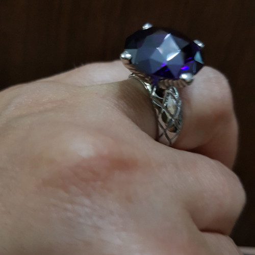 Cavalli ring with large purple Swarovski stone new