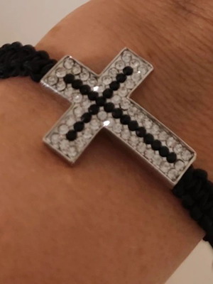 Macrame Shamballa Bracelet with Cross, new, black