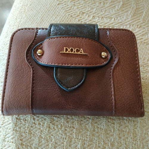Doca women's wallet used, brown with multiple compartments