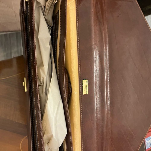 Ted Lepidus leather briefcase brown new unused
