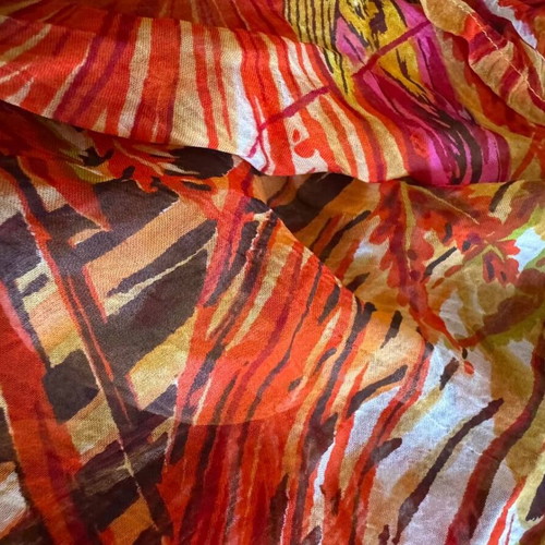 Tropical Sheer Poncho like new with sequins and floral print
