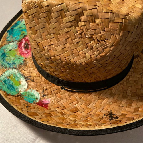 Straw hat women's hand-painted new unworn
