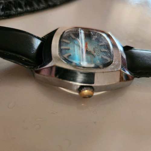 Seiko 5 vintage used men's watch blue antimagnetic