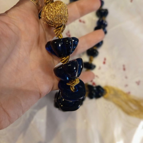 Vintage Large Decorative Worry Beads 44cm with Glass Beads and Gold Tassel used