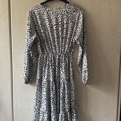 White Polka Dot Midi Dress one size like new