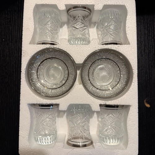 Tea Glasses and Saucers new, in original box