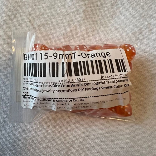 Dice beads new, 50 small orange dice-shaped beads