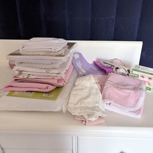 Newborn girl nursery bedding and essentials set