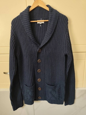 Men's knitted cardigan Cotton & Silk navy blue like new size XL