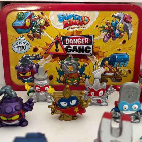 Mega SuperZings Pack with Police Station, Danger Gang Tin & 60+ Figures like new