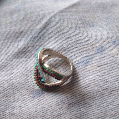 Steel ring with colorful decoration