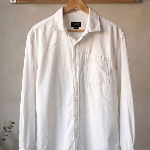 Pull & Bear White Long-Sleeve Overshirt Medium like new