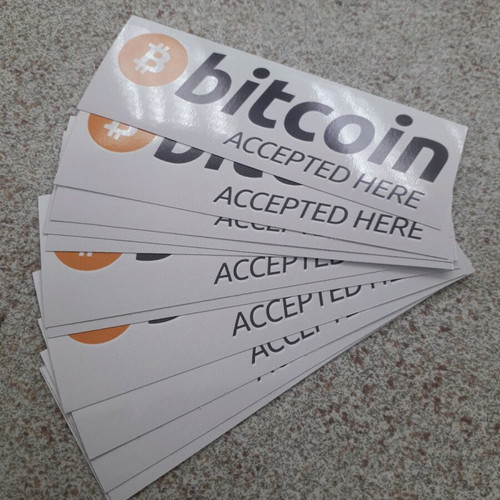 Bitcoin Accepted Here Stickers new, pack of 10, waterproof plastic