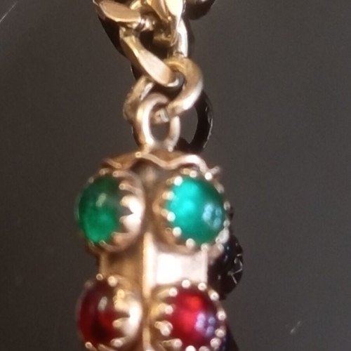 Hand Chain 14k Gold Unisex Used with Decorative Lantern and Colored Stones