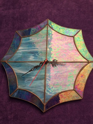 Handmade stained glass wall clock analog new