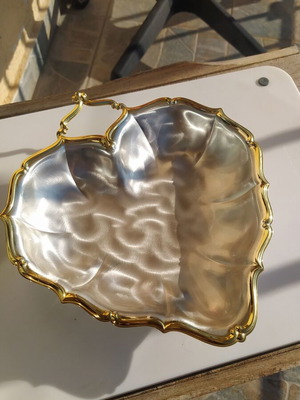 Heart-shaped serving platter silver and gold plated like new