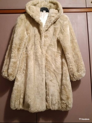 BC Best Connection synthetic fur coat with hood, beige, size L