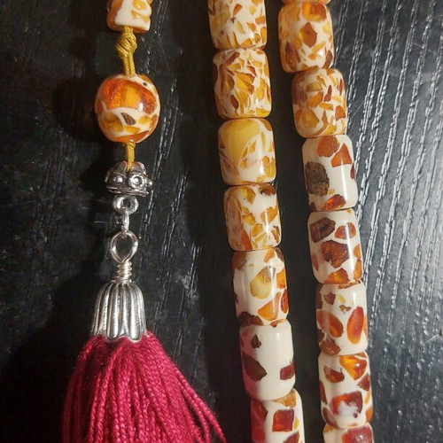 Kompoloi mosaic amber worry beads like new