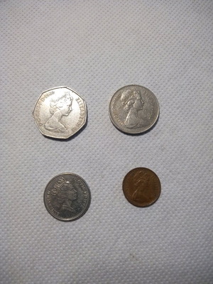 English coins used, pack of 4 pieces