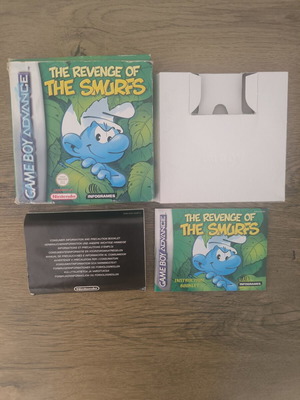 The Revenge of the Smurfs box and manual used for Game Boy Advance