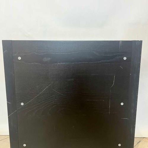 Wooden furniture with glass surface and two shelves on wheels used