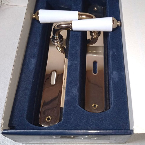 Viometale door handle set new, bronze antique porcelain brass