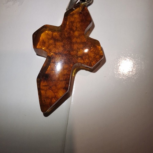 Cross pendant made of natural Baltic amber new