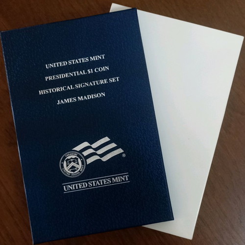 2007 USA folder with James Madison signature and 1$ Presidential Dollar proof new