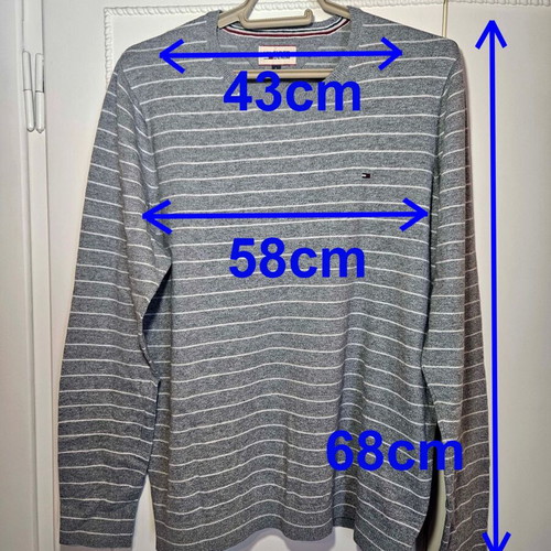 Hilfiger Denim men's grey striped sweater size L like new