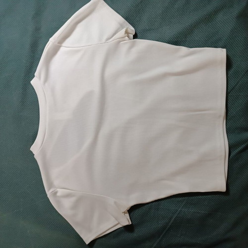 White crop top rib fabric with asymmetric chest opening like new, size S