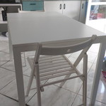 IKEA white dining set with 4 folding chairs