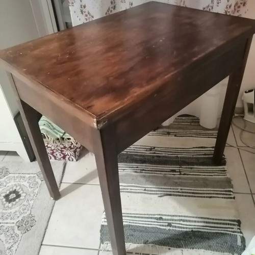 Interwar desk used, solid wood with two drawers
