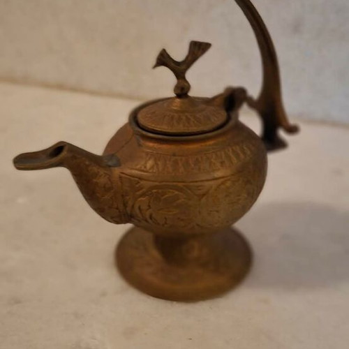 Brass Ottoman Oil Lamp Used with Embossed Patterns