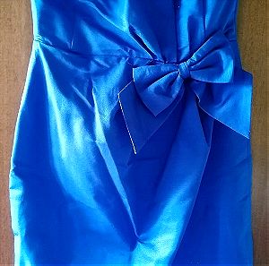 Black week ως τις 30 Νοεμβρίου. Μίνι Φόρεμα στράπλες σε μπλε-μωβ, με διακοσμητικους φιόγκους.