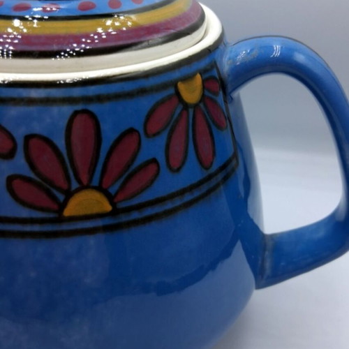 Vintage blue ceramic teapot Keramikos like new