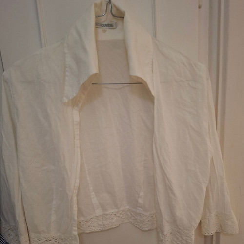 Naracamicie cropped shirt small, new, white, cotton with lace