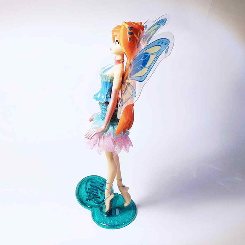 Winx Club Bloom Enchantix plastic figure used, Kinder Maxi base