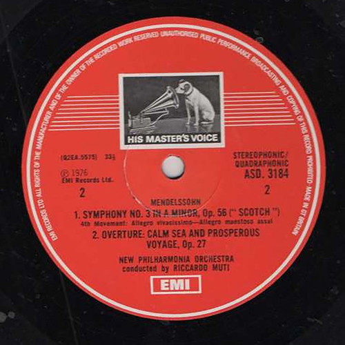 Mendelssohn Symphony No. 3 "Scotch" LP used, classical music