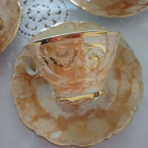 Vintage porcelain coffee tea cup set 6 pieces new from 1960s