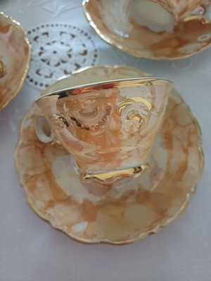 Vintage porcelain coffee tea cup set 6 pieces new from 1960s