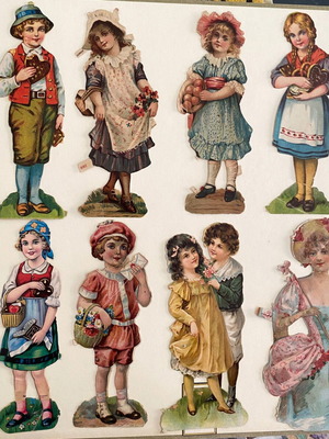 Pre-war embossed figure collection, 8 pieces, circa 1930