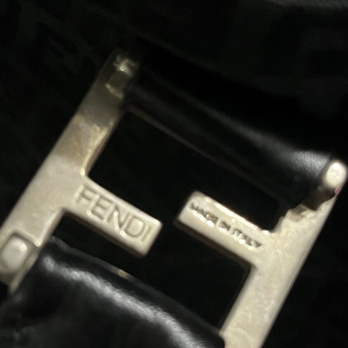 Fendi Tote Zucchino FF Logo black leather trim handles used