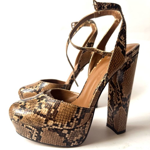 Kurt Geiger high heels snake style with thick heel like new, brown