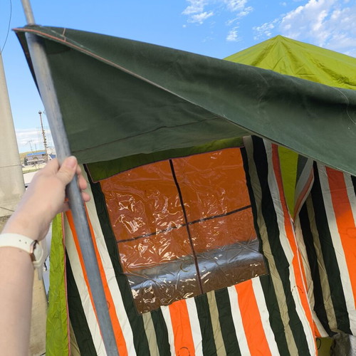 Vintage camping bungalow tent set like new with pop-up toilet shower tent gift